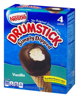 Drumstick Frozen Dairy Dessert Cones Simply Dipped Vanilla 4 Cones - 18.1 Fl. Oz. - Image 4