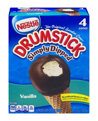 Drumstick Frozen Dairy Dessert Cones Simply Dipped Vanilla 4 Cones - 18.1 Fl. Oz. - Image 6