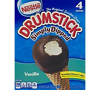 Drumstick Frozen Dairy Dessert Cones Simply Dipped Vanilla 4 Cones - 18.1 Fl. Oz.