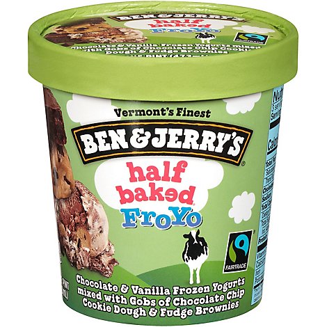 Ben & Jerrys Fro Yo Frozen Yogurt Low Fat Half Baked 1 Pint - 16 Oz