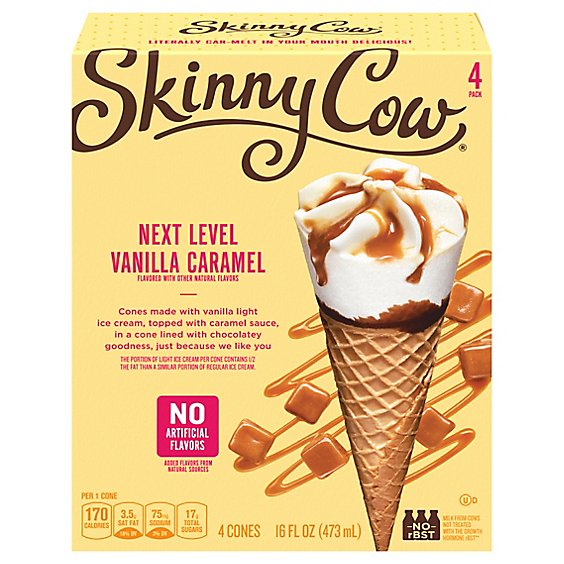 Skinny Cow Ice Cream Cones Low Fat Vanilla Caramel - 4-4 Fl. Oz.