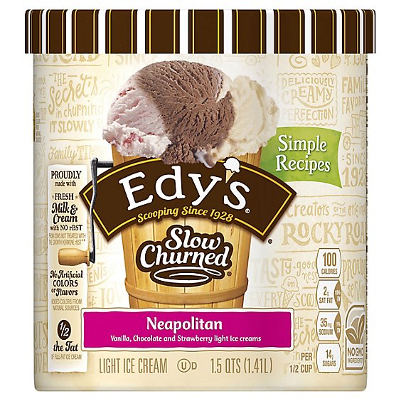 Dreyers Edys Ice Cream Slow Churned Light Neapolitan - 1.5 Quart