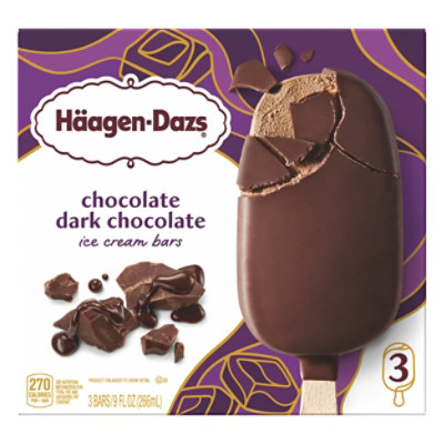 Haagen-Dazs Dark Chocolate Ice Cream Snack Bars Ice Cream - 3 Count