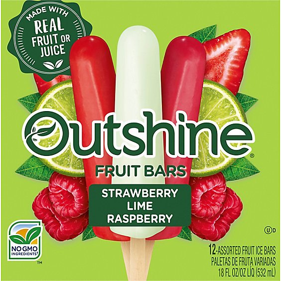Outshine Strawberry Lime and Raspberry Frozen Fruit Bars Variety Pack - 12 Count