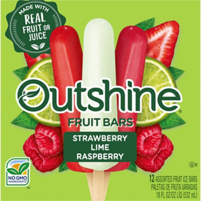 Outshine Fruit Ice Bars Strawberry Wildberry Lime 12 Counts - 18 Fl. Oz.