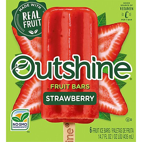 Outshine Fruit Ice Bars Strawberry 6 Count - 16.1 Fl. Oz.