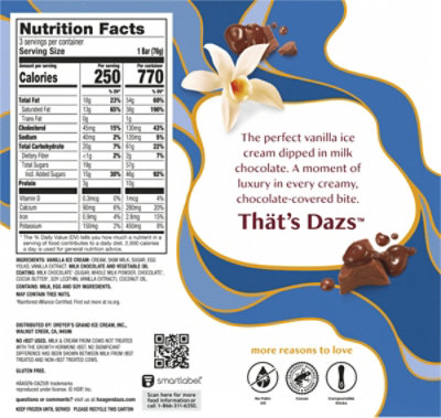 Haagen-Dazs Vanilla Milk Chocolate Ice Cream Snack Bars - 3 Count - Image 5
