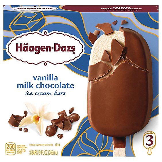 Haagen-Dazs Vanilla Milk Chocolate Ice Cream Snack Bars - 3 Count