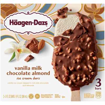 Haagen-Dazs Vanilla Milk Chocolate Almond Ice Cream Snack Bars - 3 Count - Image 2