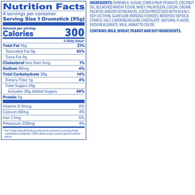 Drumstick Frozen Dairy Dessert Cones Vanilla Fudge 4 Cones - 18.1 Fl. Oz. - Image 2