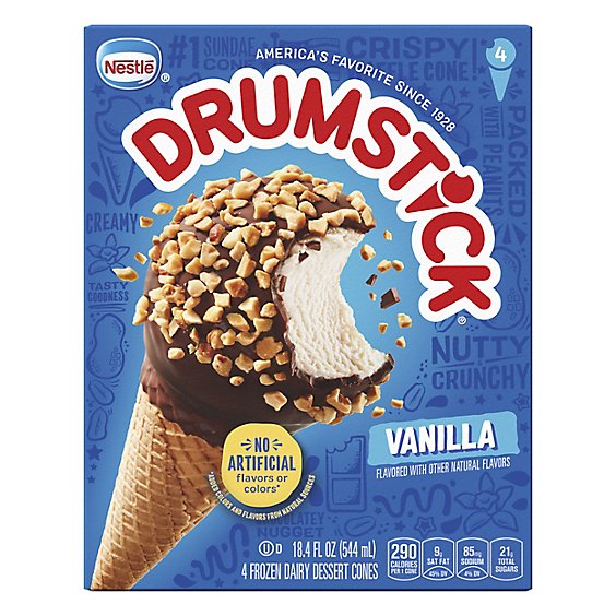 Nestle Drumstick Original Vanilla Sundae Cones - 4 Count