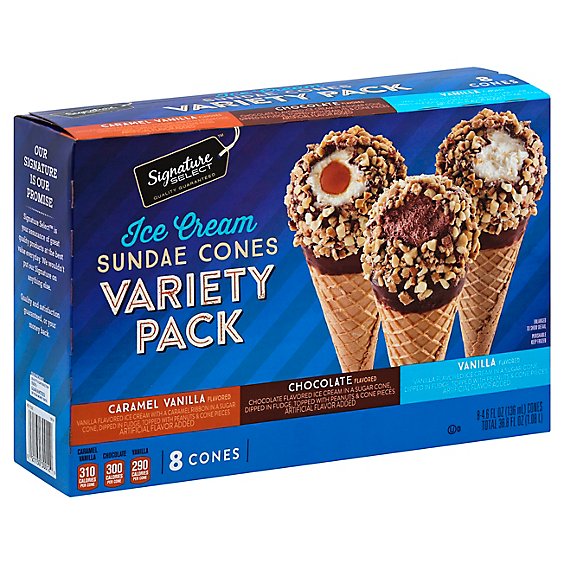 Signature SELECT Ice Cream Sundae Cones Variety Pack - 8-4.6 Fl. Oz.