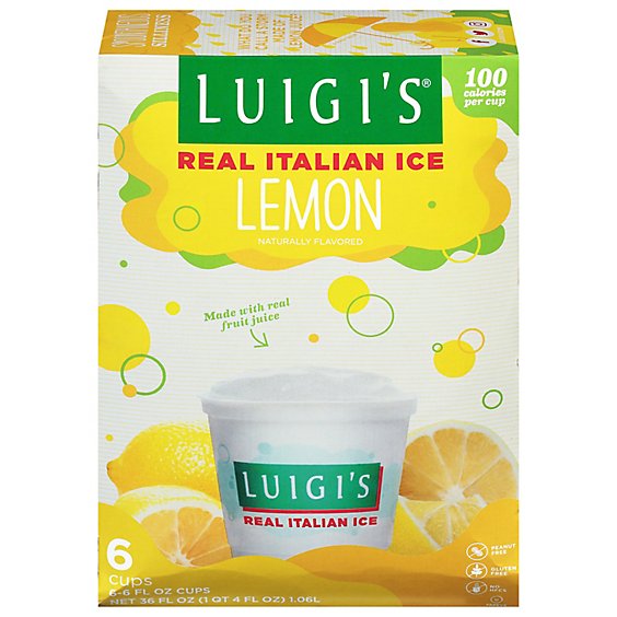 LUIGIS Real Italian Ice Fat Free Lemon - 6-6 Fl. Oz.