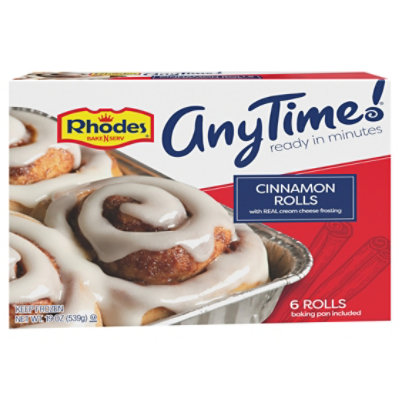 Rhodes Anytime! Cinnamon Rolls With Cream Cheese Frosting 6 Count - 19 Oz
