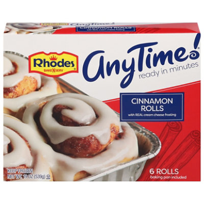Rhodes Anytime! Cinnamon Rolls With Cream Cheese Frosting 6 Count - 19 Oz
