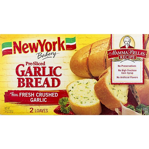 Mamma Bella Garlic Bread Pre-Sliced Loaves Cholesterol Free - 14 Oz
