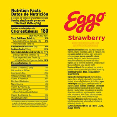 Eggo Frozen Waffles Strawberry Frozen Breakfast 10 Count - 12.3 Oz - Image 2