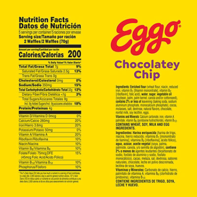 Eggo Chocolatey Chip Frozen Breakfast Waffles 10 Count - 12.3 Oz - Image 3