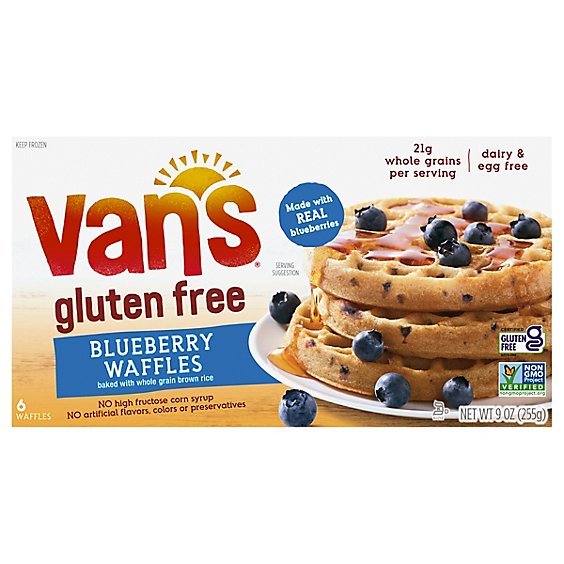 Vans Waffles Gluten Free Blueberry 6 Count - 9 Oz