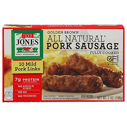 Jones Dairy Farm Sausage All Natural Golden Brown Mild Pork Links 10 Count - 7 Oz - Image 2