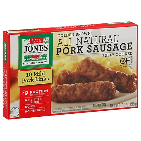 Jones Dairy Farm Sausage All Natural Golden Brown Mild Pork Links 10 Count - 7 Oz