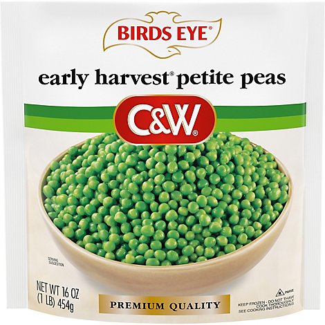 C&W Early Harvest Peas Petite No Salt Added - 16 Oz