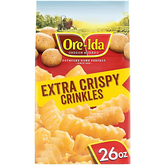 Ore-Ida Extra Crispy Crinkles French Fries Fried Frozen Potatoes Bag - 26 Oz