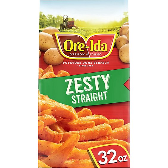 Ore-Ida Zesty Straight Seasoned French Fries Fried Frozen Potatoes Bag - 32 Oz