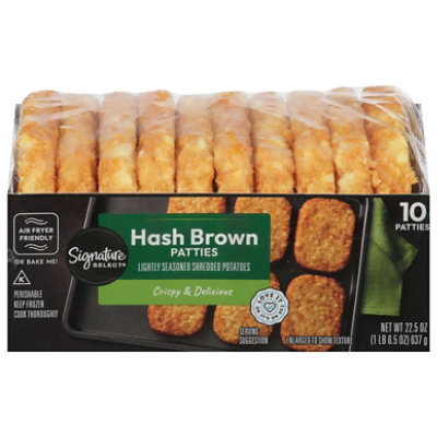 Signature SELECT Hash Brown Patties Lightly Seasoned Shredded 10 Count - 22.5 Oz