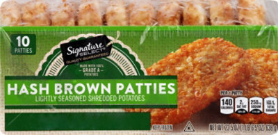 Signature SELECT Hash Brown Patties Lightly Seasoned Shredded 10 Count - 22.5 Oz - Image 7