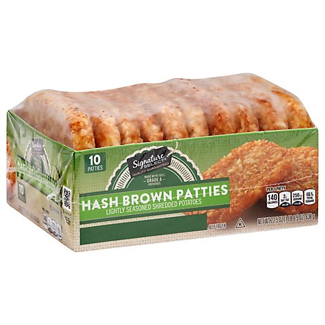 Signature SELECT Hash Browns Patties Shredded Potatoes Lightly Seasoned 10 Count - 22.5 Oz
