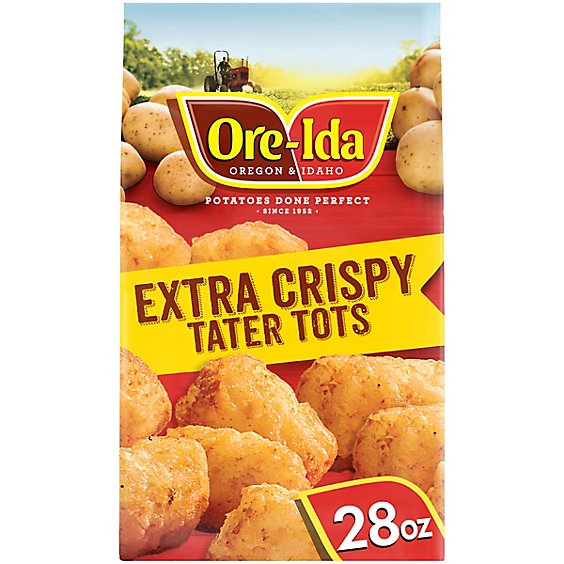 Ore-Ida Extra Crispy Tater Tots Seasoned Shredded Frozen Potatoes Bag - 28 Oz