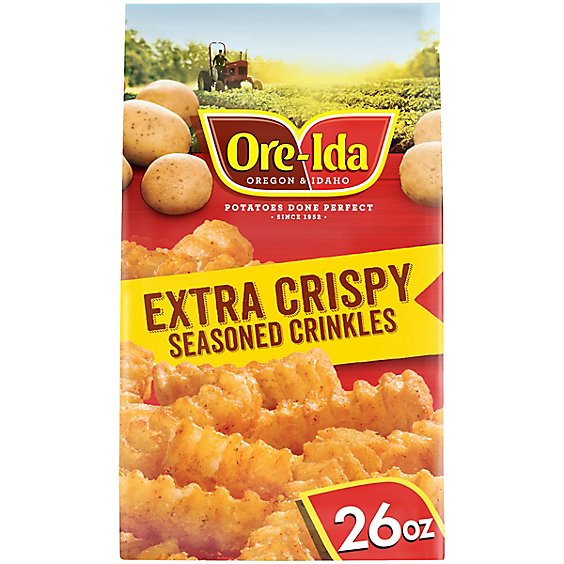 Ore-Ida Extra Crispy Seasoned Crinkles French Fries Fried Frozen Potatoes Bag - 26 Oz