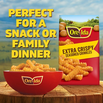 Ore-Ida Extra Crispy Seasoned Crinkles French Fries Fried Frozen Potatoes Bag - 26 Oz