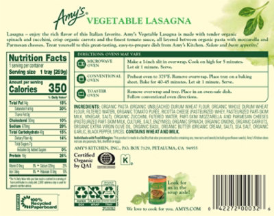 Amy's Vegetable Lasagna - 9.5 Oz - Image 6