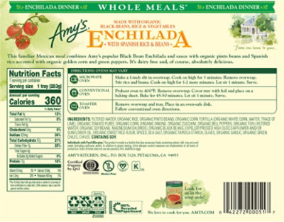 Amy's Black Bean Enchilada Whole Meal - 10 Oz - Image 6