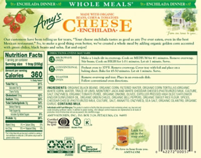 Amy's Cheese Enchilada Whole Meal - 9 Oz - Image 6