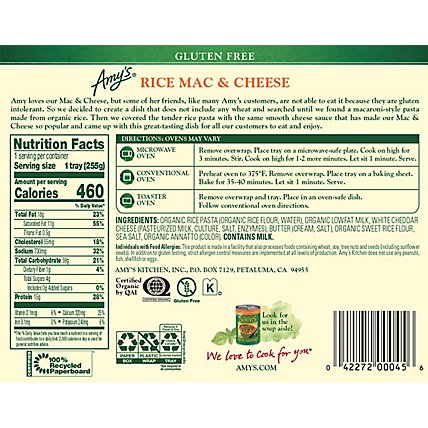Amy's Gluten Free Rice Mac & Cheese - 9 Oz - Image 6