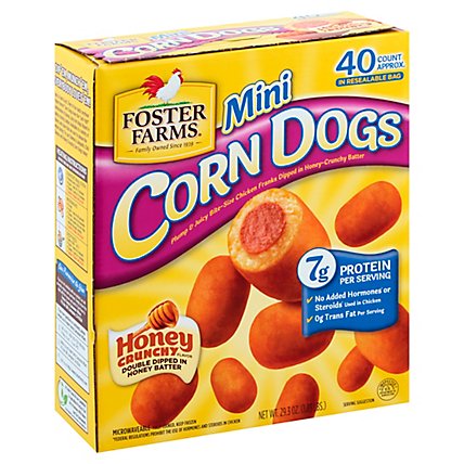 Foster Farms Corn Dogs Honey Crunchy Flavor Mini 40 Count - 29.3 Oz - Image 1