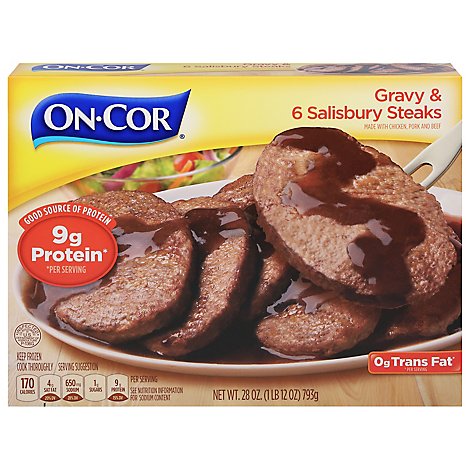 On-Cor Entrees Gravy & 6 Salisbury Steaks - 28 Oz