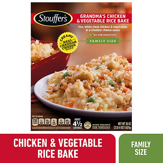Stouffer's Family Size Grandmas Chicken & Vegetable Rice Bake Frozen Meal - 36 Oz