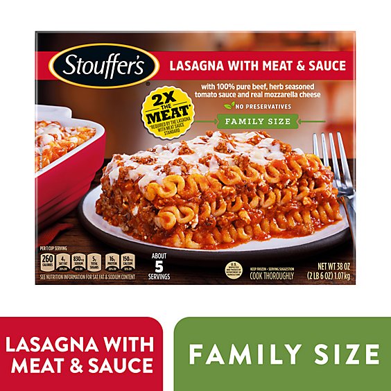 Stouffer's Family Size Lasagna With Meat And Sauce Frozen Meal - 38 Oz