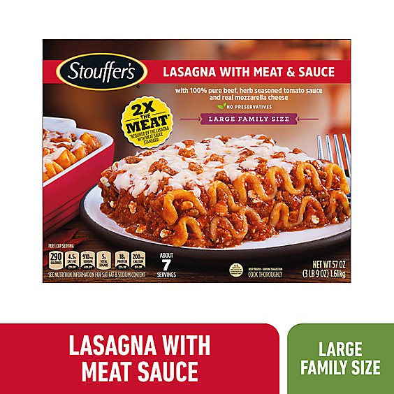 Stouffer's Large Family Size Lasagna with Meat Sauce Frozen Entree Box - 57 Oz