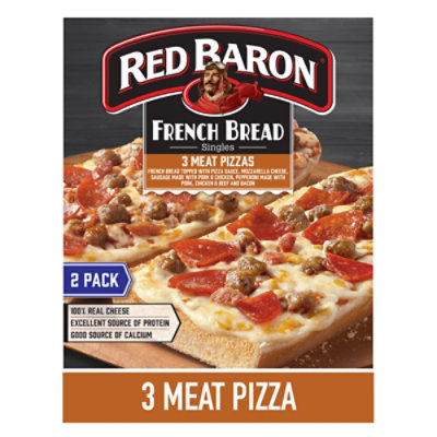 Red Baron Pizza French Bread Singles Three Meat 2 Count - 11 Oz - Image 1