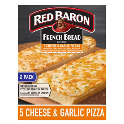 Red Baron Pizza French Bread Singles Five Cheese & Garlic 2 Count - 8.8 Oz