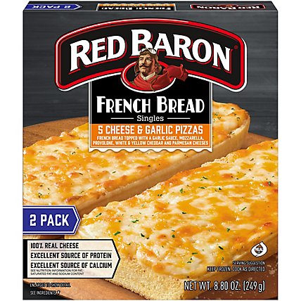 Red Baron Pizza French Bread Singles Five Cheese & Garlic 2 Count - 8.8 Oz - Image 2