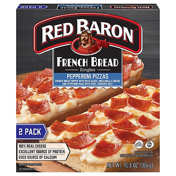 Red Baron Pizza French Bread Singles Pepperoni 2 Count - 10.8 Oz
