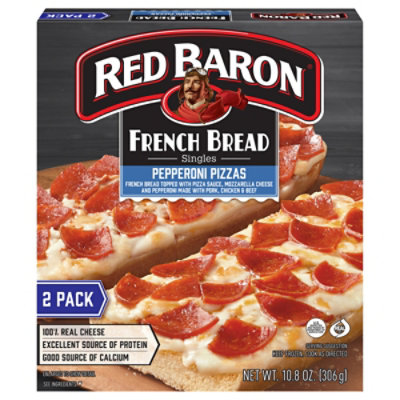 Red Baron Pizza French Bread Singles Pepperoni 2 Count - 10.8 Oz