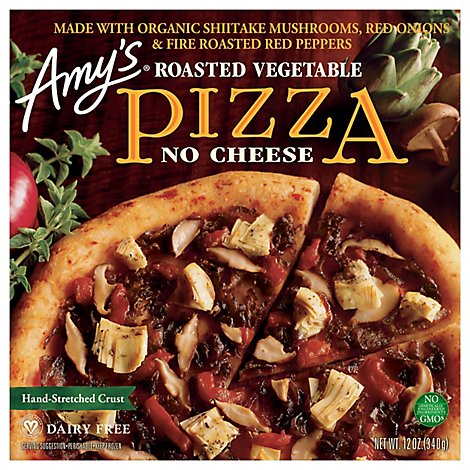 Amys Pizza Roasted Vegetable No Cheese Frozen - 12 Oz