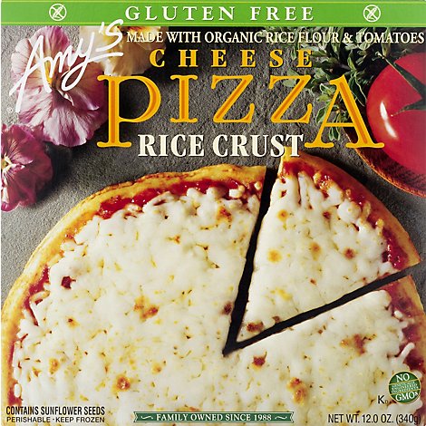 Amys Pizza Rice Crust Cheese Gluten Free Frozen - 12 Oz